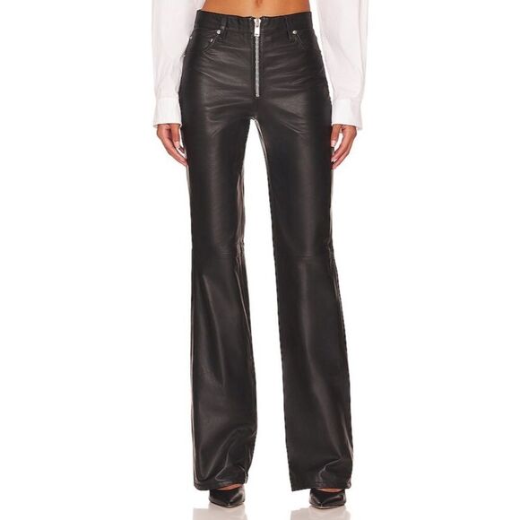 NWT GRLFRND Julia Leather Pant in Black - Picture 1 of 4
